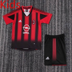 Retro Version 04-05 AC Milan Home Red&Black Kids/Youth Soccer Uniform-6748