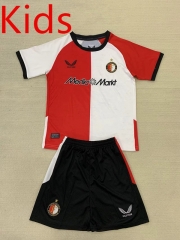2024-2025 Feyenoord Rotterdam Home Red&White Kids/Youth Soccer Uniform-AY