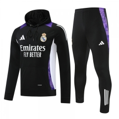 2024-2025 Real Madrid Black&Purple Thailand Soccer Tracksuit with Hat-418