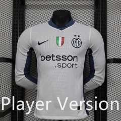 Player Version 2024-2025 Inter Milan  Away White LS Thailand Soccer Jersey AAA-888