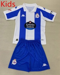 2024-25 Deportivo La Coruña 2nd Away White&Blue Kids/Youth Soccer Uniform-7809