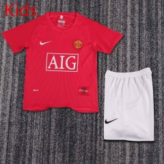 Retro Version 07-08 Manchester United Home Red Kids/Youth Soccer Uniform-6748