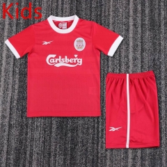 Retro  Version 97-98  Liverpool Home Red Kids/Youth Soccer Uniform-6748