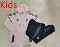 2024-2025 Real Madrid Light Pink  Kids/Youth Soccer Tracksuit With Hat-815