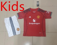 2025-26  Manchester United Home Red Kids/Youth Soccer Uniform-4714