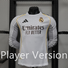Player Version 2025-26 Real Madrid Home White LS Thailand Soccer Jersey AAA-888