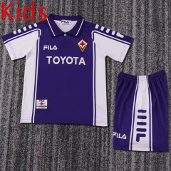 Retro Version 99-00 Fiorentina Home Purple  Kid/Youth Soccer Uniform-6748
