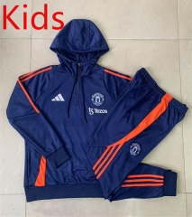 2024-25  Manchester United Blue Kids/Youth Soccer Tracksuit With Hat -815