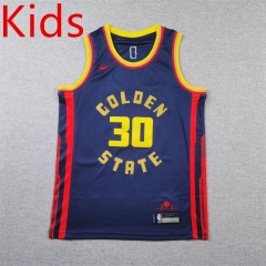 2025 City Version Golden State Warriors Royal Blue #30 NBA kids Jersey-1380