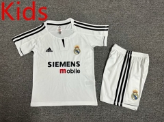 Retro Version 03-04 Real Madrid Home White Kids/Youth Soccer Uniform-7809