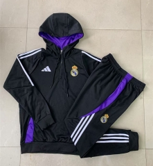 2024-25 Real Madrid Black  Thailand Soccer Tracksuit With Hat-815