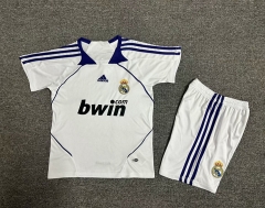 Retro Version 07-08 Real Madrid Home White Kids/Youth Soccer Uniform-7809