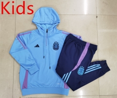 2024-2025 Argentina Light Blue  Kids/Youth Soccer Tracksuit With Hat-815