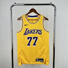 2023  Los Angeles Lakers Yellow #77  NBA Jersey-311