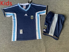 Retro Version 1998 Argentina Away Blue Kids/Youth Soccer Uniform-7809