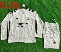 2025-26 Real Madrid Home White  LS Kids/Youth Soccer Uniform-1947