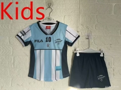 （#10  MARADONA）Retro Version 2001 Argentina Home Blue&White Kids/Youth Soccer Uniform-2483