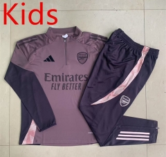 2024-2025 Arsenal Gray&Purple Kids/Youth Soccer Tracksuit -815