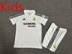 Retro Version 02-03  Real Madrid Home White Kids/Youth Soccer Uniform-7809