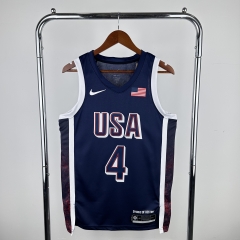 2024 USA Dream Team Dark Blue Stripe #4 NBA Jersey-311