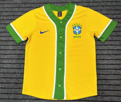 2025  Brazil Yellow  Soccer Short-sleeved cardigan-9171