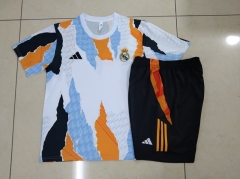 2024-2025 Real Madrid White&Blue Short-Sleeved Thailand Soccer Tracksuit-815