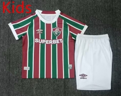 2025-26 Fluminense de Feira Home Red&Green Kids/Youth Soccer Uniform-2483