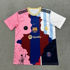 #10  messi  (s-4xl)25-26 Messi commemorative edition Pink& blue Thailand Soccer Jersey AAA-4506