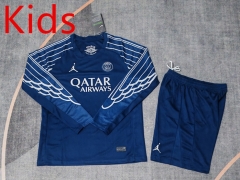 2025-26 Paris SG 3rd Away Blue Kid/Youth long Soccer Uniform-9484