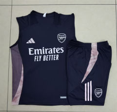2024-2025 Arsenal Dark Grey Short-Sleeve Thailand Soccer Tracksuit-815