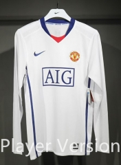 Retro Version 08-09  Manchester United Away  White LS Thailand Soccer Jersey AAA-4563
