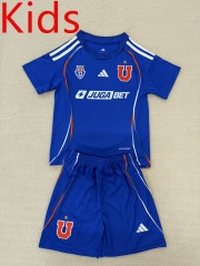 2025-26 Universidad de Chile Home Blue Kids/Youth Soccer Uniform-9070