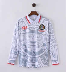 Retro Version 1998 Mexico Home White  LS Thailand Soccer Jersey AAA-7189