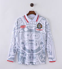 Retro Version 1998 Mexico Home White  LS Thailand Soccer Jersey AAA-7189