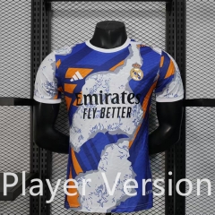 Player Version 2025-26 Real Madrid White&Blue Thailand Soccer Jersey AAA-888