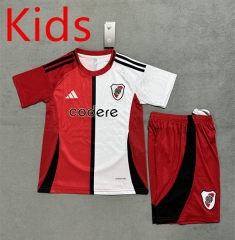 2025-26  River Plate 2nd Away Red&White  Kids/Youth Soccer Unifrom-4506
