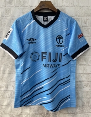 2025 Fiji Away Light Blue Thailand Rugby Shirt
