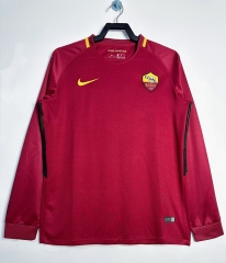 Retro  Version 17-18 Roma  Home  Red LS Thailand Soccer Jersey AAA-811