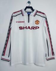 Retro Version 1998 Commemorative edition Manchester United White LS Thailand Soccer Jersey AAA-811