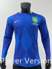 Player version 2025-26 Brazil Away Blue   LS Thailand Soccer Jersey AAA-0871