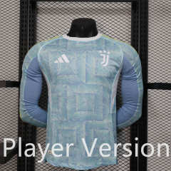 Player Version 2025-26  Juventus  Away Light Blue LS Thailand Soccer Jersey AAA-888