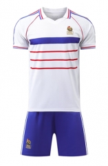 Blank version 1998 Retro version France Away White Soccer Uniform-9031