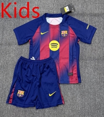 2025-26  Barcelona Home Red&Blue Kid/Youth Soccer Uniform-4247