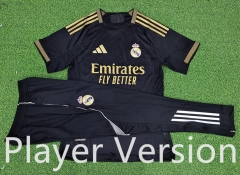 Player Version  2025-26 Real Madrid Black Short-Sleeve Thailand Soccer Tracksuit-9926