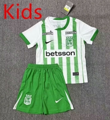 25-26 Atlético Nacional  Home White Green kids Soccer Uniform-7209