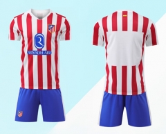 Without Brand Logo 2025-26 Atlético Madrid Home Red&White Soccer Uniform-9031