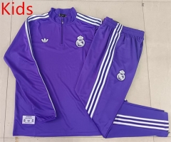 Retro version 2025-26 Real Madrid Purple Kids/Youth Soccer Tracksuit-815