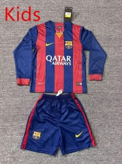Retro Version 14-15 Barcelona Home Red&Blue Kids/Youth long Soccer Uniform-2674