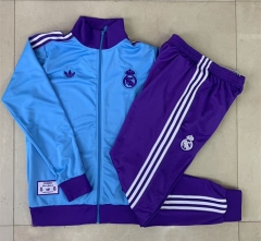 2025-26 Retro Version  Real Madrid Light  Blue Thailand Soccer Jacket Uniform-815