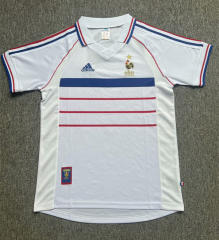 Retro Version 1998 France Away White Thailand Soccer Jersey AAA-0009